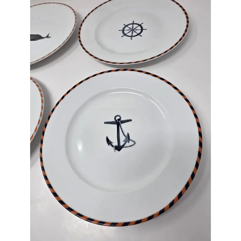 Pottery Barn Nantucket Nautical Glazed Stoneware Salad Plates 9